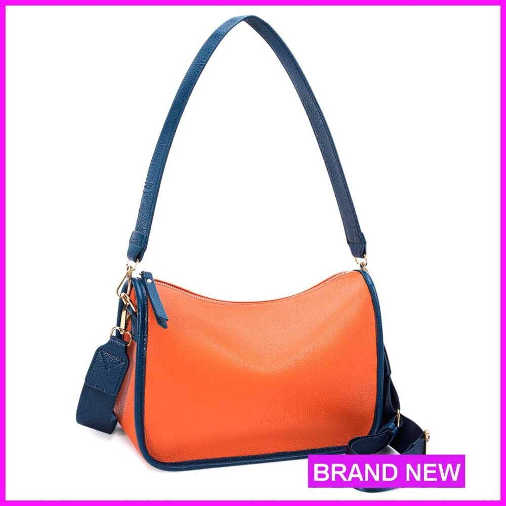 Vegan Leather Crossbody Bag with Adjustable Straps, Multiple Pockets
